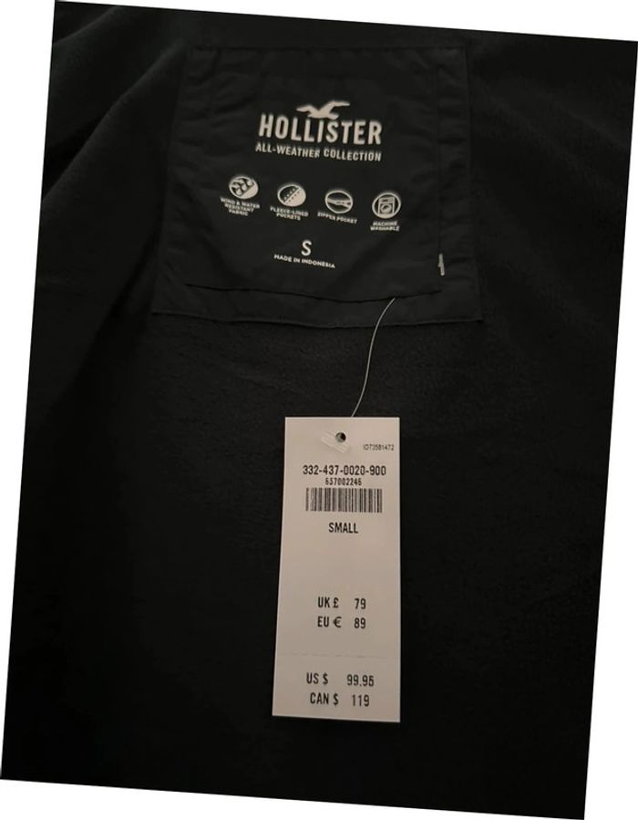 Veste à capuches et poches doublée en polaire toutes saison Noire Hollister en Taille S - photo numéro 3