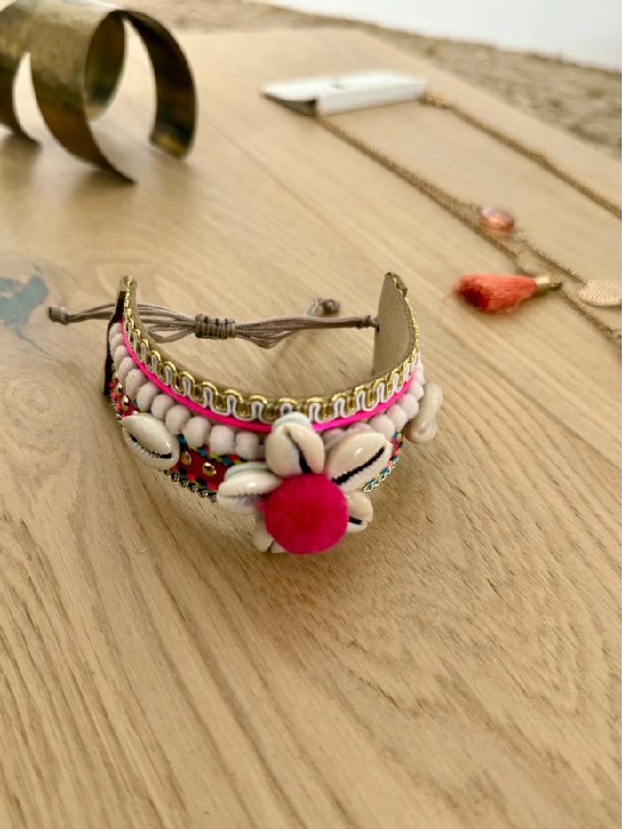 Collier sautoir corail pompons été strass boucle d’oreilles Ketting Halskette Necklace Collar Colar - photo numéro 5