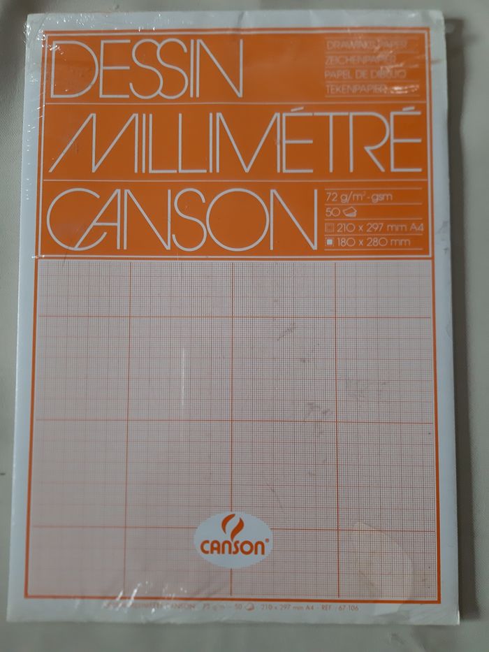 Bloc de 50 feuilles de papier millimétré  A4 - canson