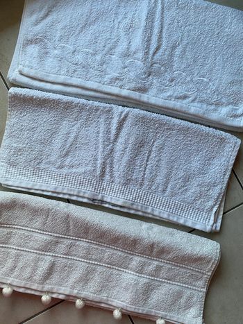 Lot de 3 serviettes bain blanc crème
