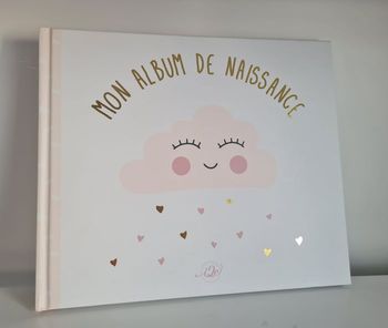 🌸 Magnifique Album de naissance bébé – Neuf – Motif nuage