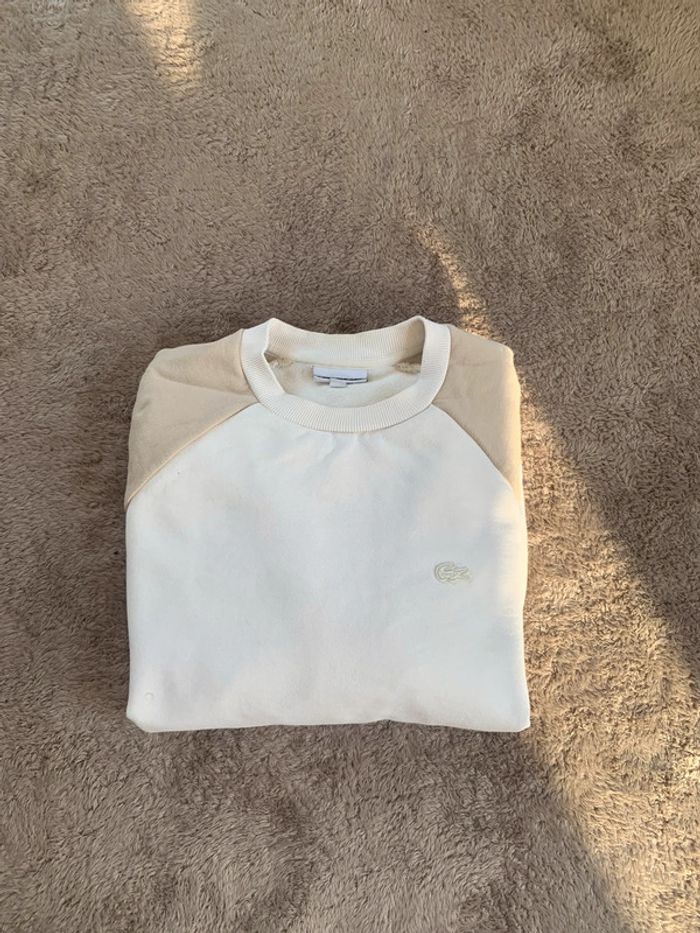 Pull Lacoste blanc et beige - photo numéro 4