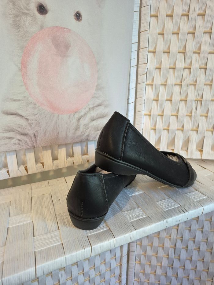 💕Jolie Ballerines noires P38 Comfortissimo - bi-matière chic femme 💕 - photo numéro 4