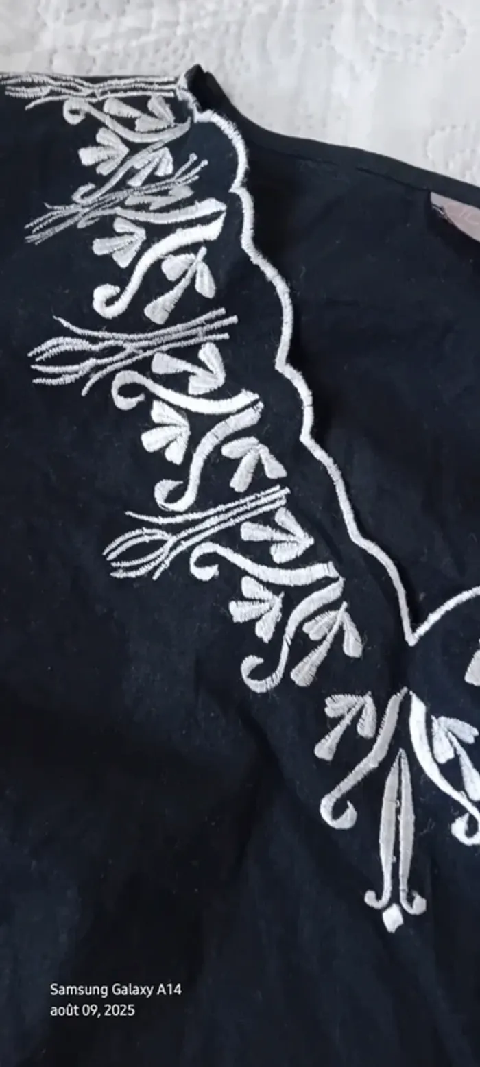 Tunique longue manches longues en coton esprit oriental avec broderies noir femme 38/40 lily rose - photo numéro 9