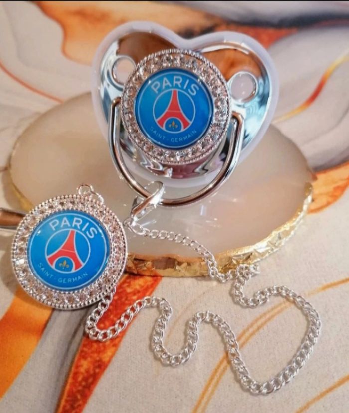 Tétine argenté paris saint germain bleu - photo numéro 2