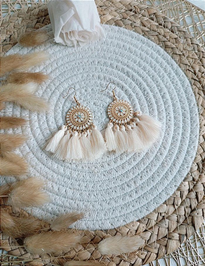 🌷Magnifiques boucles d'oreilles neuves crème or 🌷 - photo numéro 4