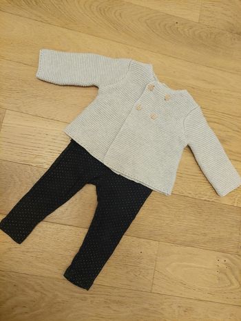 Ensemble Tape à l'œil Petit Bateau maille gris leggong à froufrou