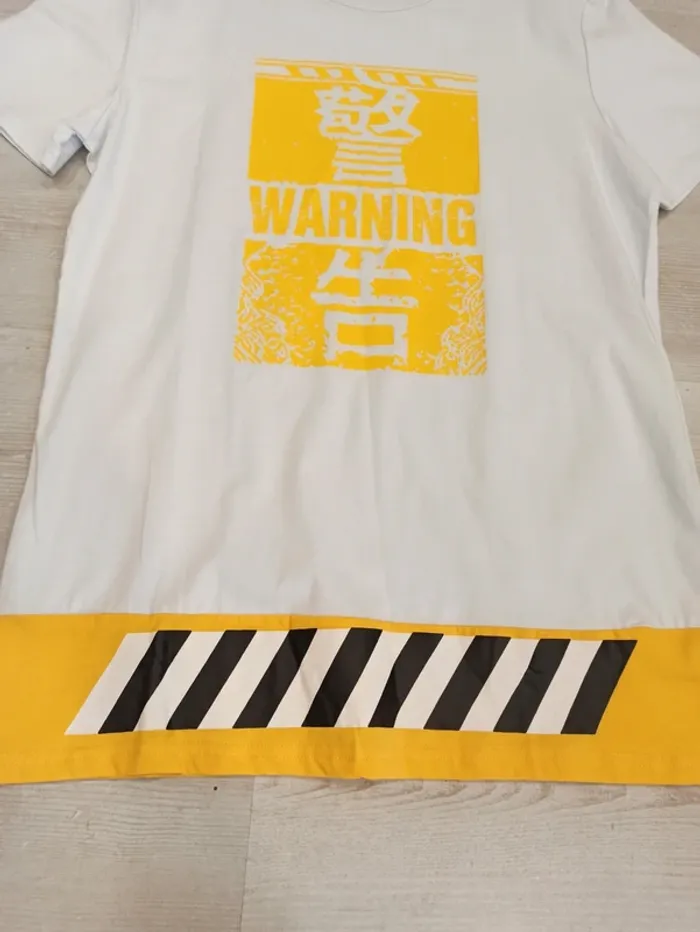 Tee shirt blanc et jaune homme - photo numéro 2
