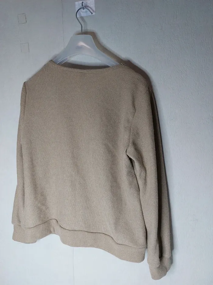 Pull col v manche longue beige" shein" - photo numéro 2