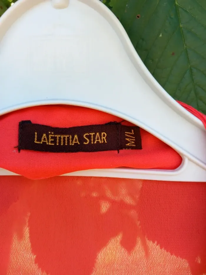 Tunique à voile et décor rose marque laetitia star taille M L - photo numéro 7