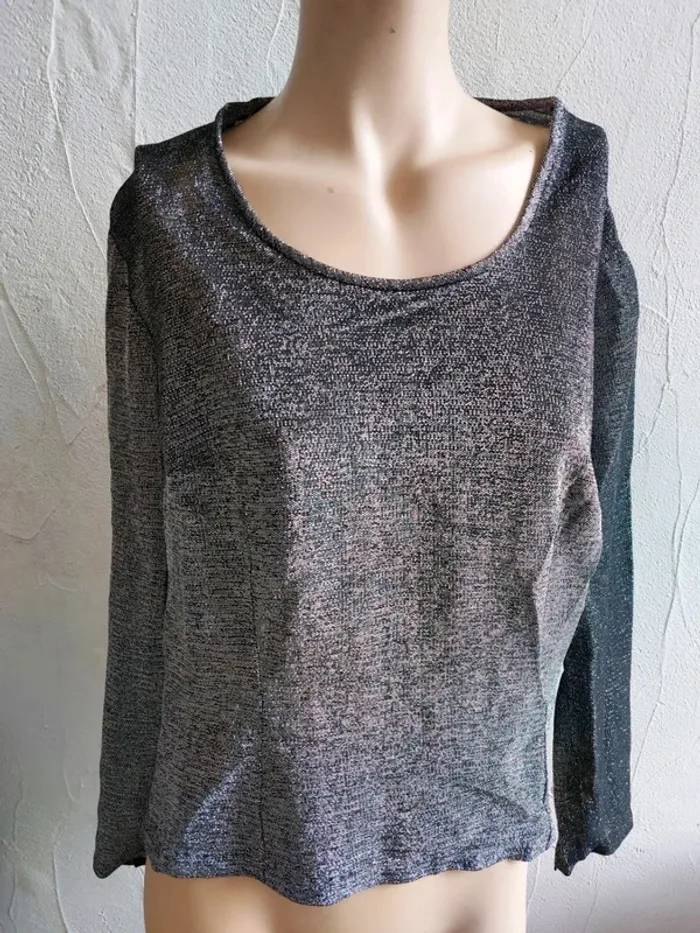 Top court à paillettes gris Taulle 48