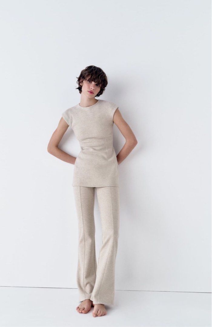 Robe tricot beige zara ou top - photo numéro 2