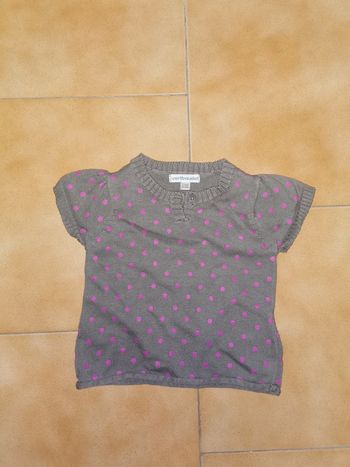 Pull mc marron pois rose 6mois