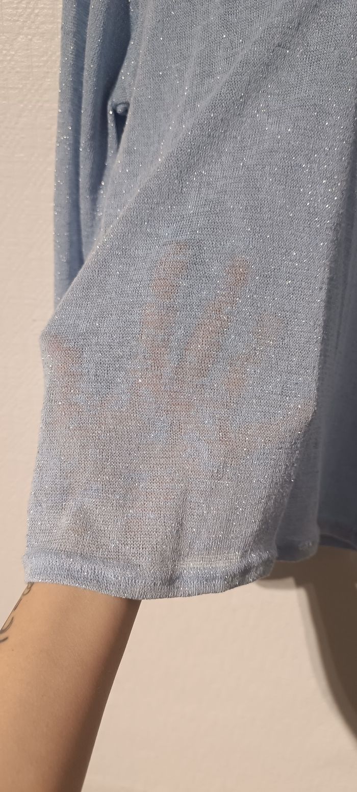 Haut bleu pailleté manches longues – Cassis Collection – Taille 40 - photo numéro 3