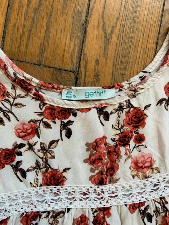 Blouse blanche fleuris Gethit taille m 38 - photo numéro 4