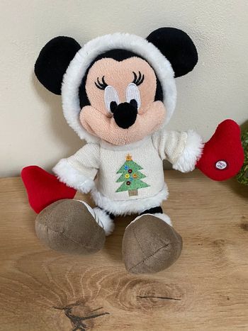 Doudou peluche minnie maillot écru sapin de noël Disneyland
