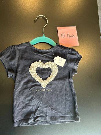 Teeshirt manche courte bleu marine cœur