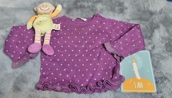 Pull violet à pois 12 mois