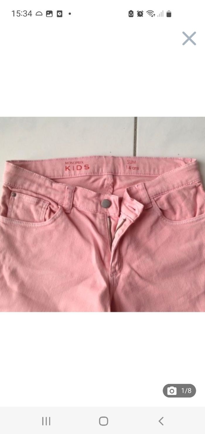 Pantalon jean slim rose / saumon 14 ans Monoprix Kids - photo numéro 3