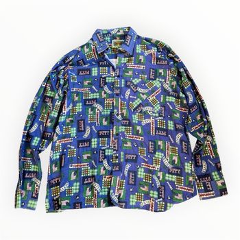 Chemise vintage Y2K imprimé patchwork USA Denver Pitt streetwear