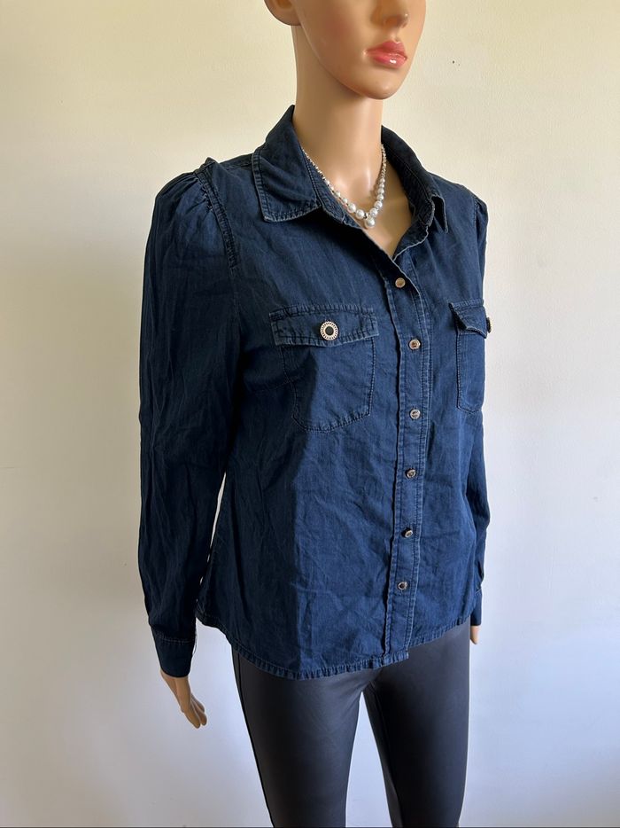 Chemise bleue marine à manches longues Morgan taille 40 TBE - photo numéro 2