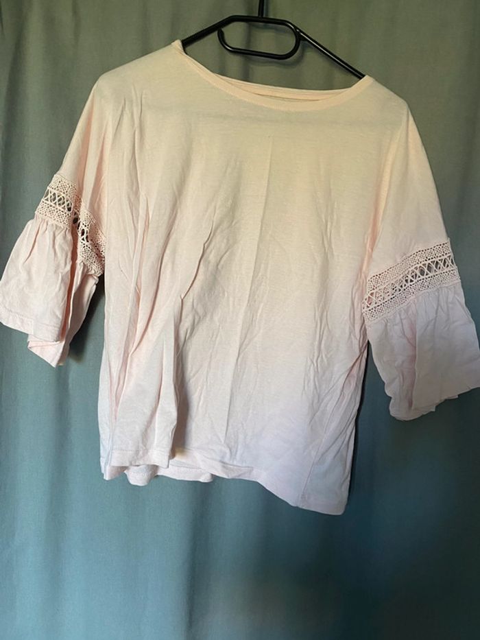 Haut manches 3/4 rose clair