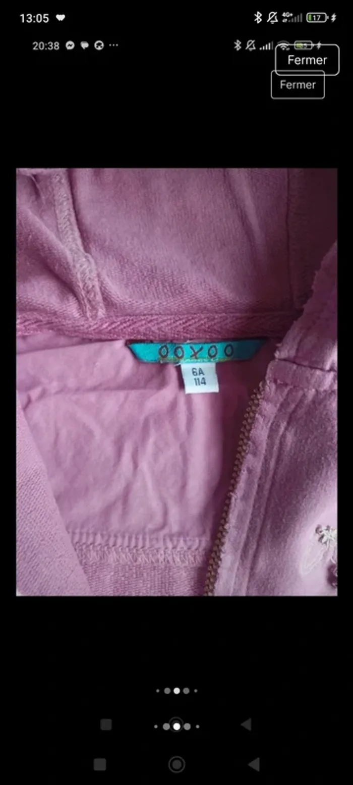 gilet zippé à capuche lilas avec breloques étoiles avec poches ooxoo 6ans - photo numéro 5
