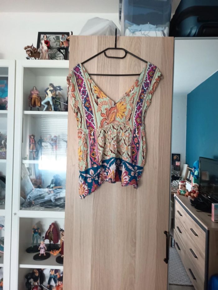 Top blouse Fleuri multicolore - Taille XS 34 - photo numéro 4