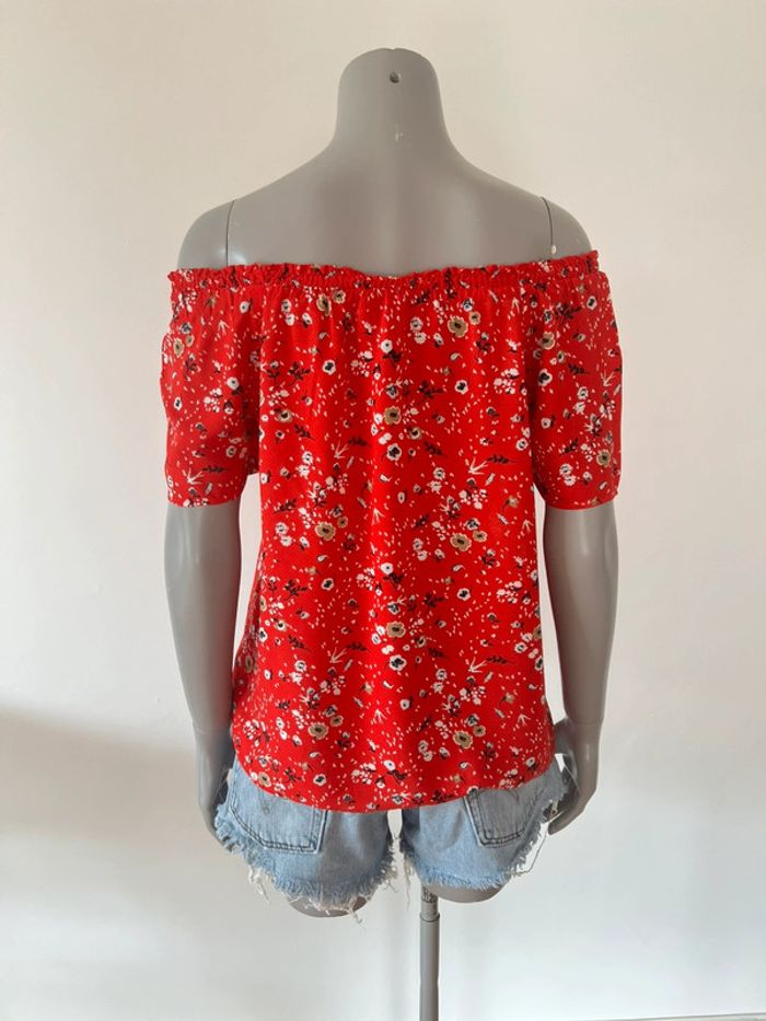 T-shirt rouge à fleurs Caroll - Taille 36 - photo numéro 7