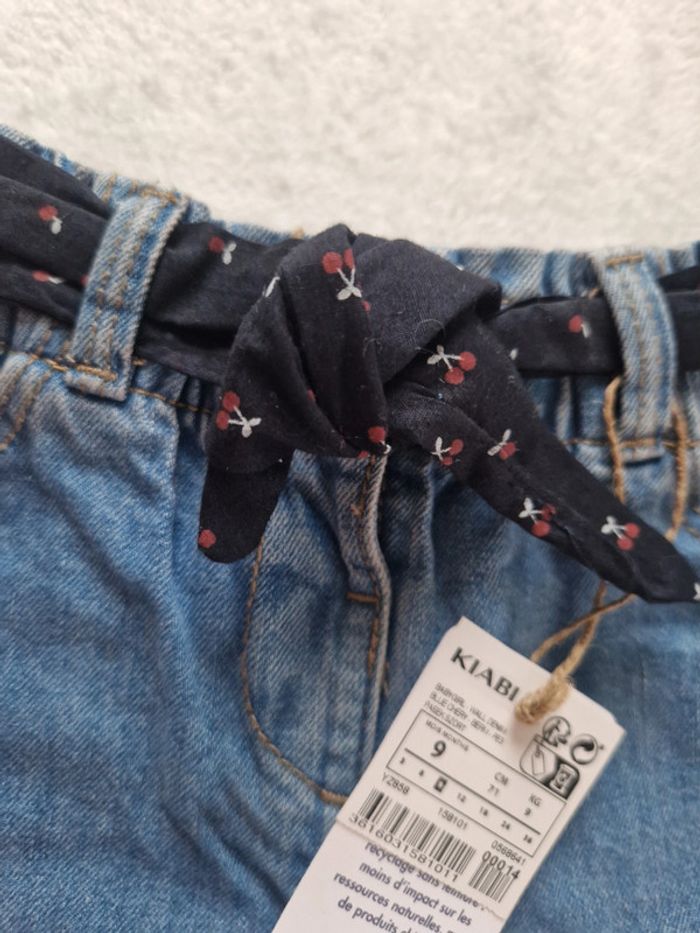 Short en jean avec ceinture cerises neuf - photo numéro 3