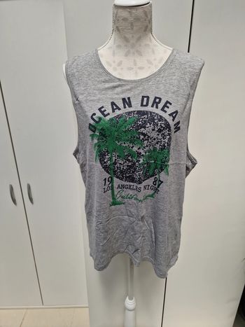 Débardeur Gris Imprimé Palmiers Verts