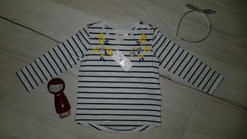 Tee shirt fille mariniere catimini neuf manches longues thème mimosa 2 ans