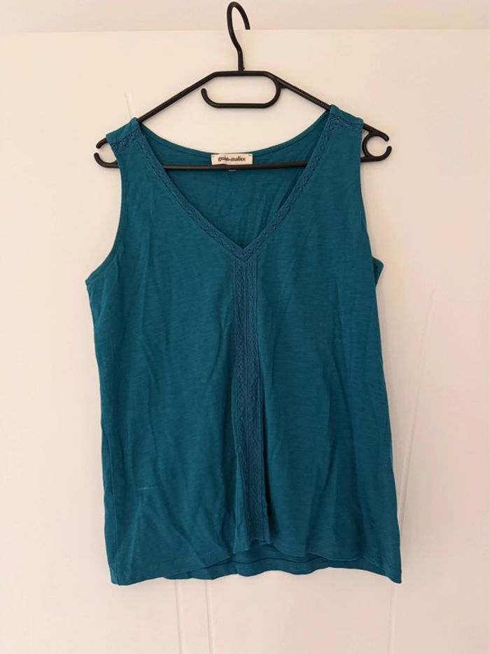 Débardeur bleu canard – Taille M – Grain de Malice