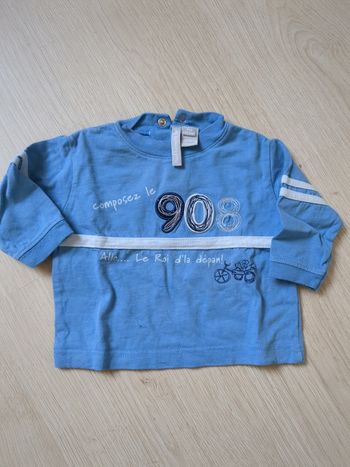 T-shirt manches longues bleu Tout compte fait 6 mois