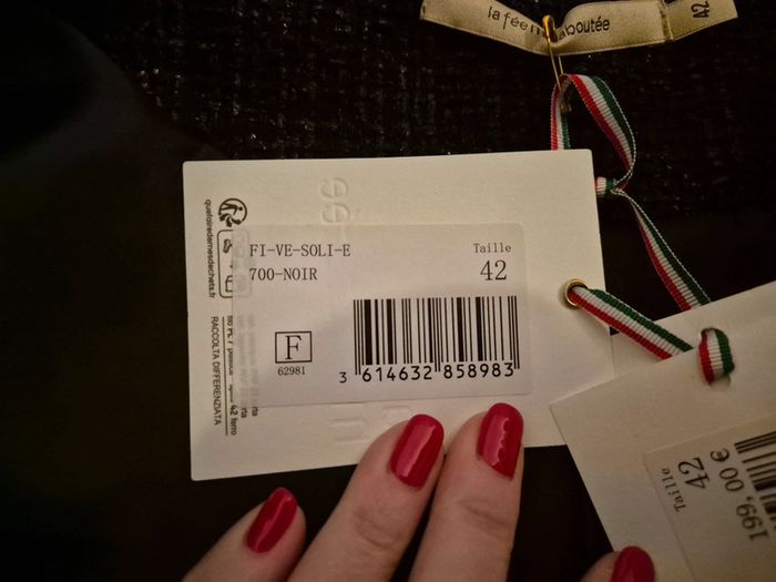 Superbe veste noire tweed taille 42 La Fée Maraboutée - photo numéro 5