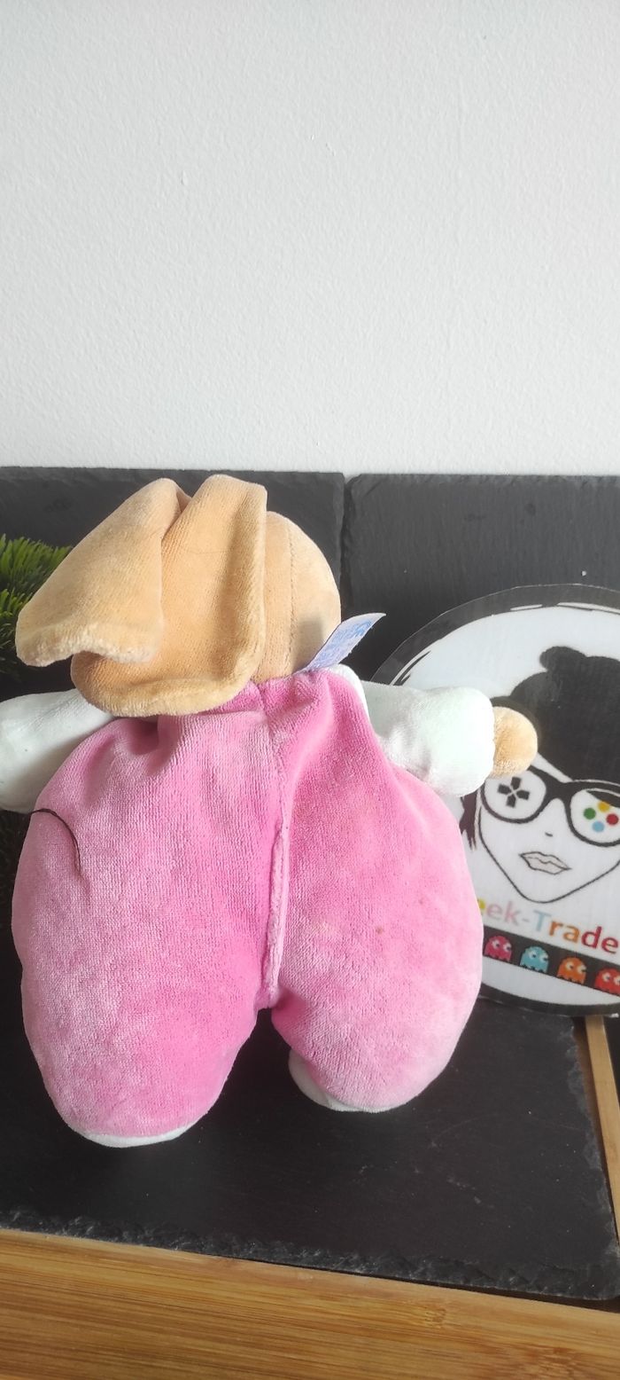 peluche lapin nounours rose vert blanc jaune ancien doudou Beige Marron Ceinture - photo numéro 2
