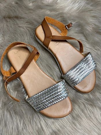 Sandales argent camel