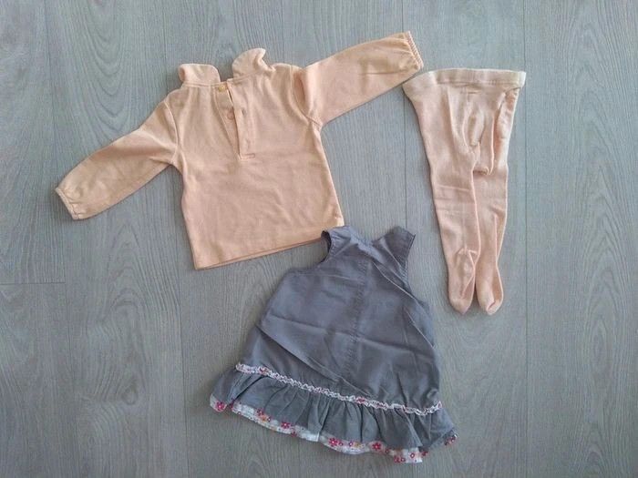 Ensemble 3 pièces robe haut et collants 6 mois - photo numéro 2