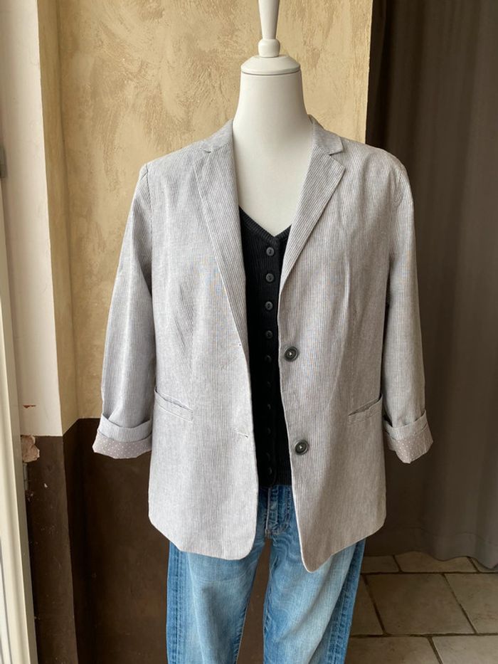 Blazer rayé gris et blanc S.Oliver XL - photo numéro 7