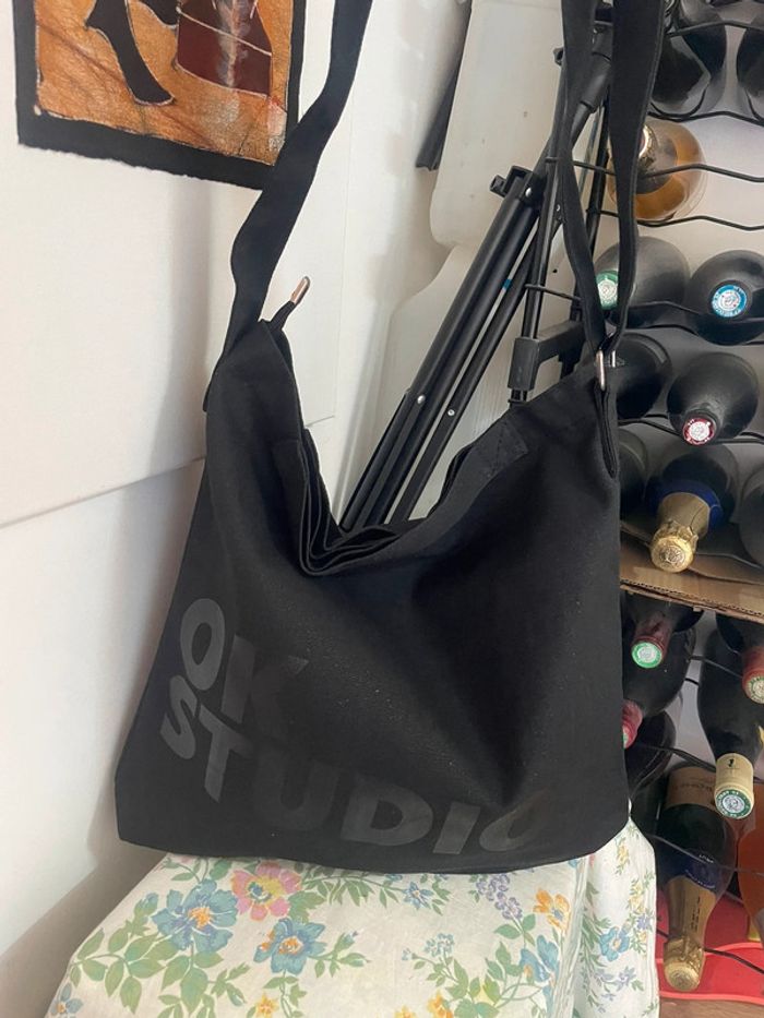 Sac fourre-tout -Tout en Toile à Imprimé noir Grande Capacité. - photo numéro 4