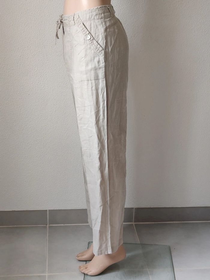 Pantalon droit en lin beige Patrice Bréal taille 40 - photo numéro 2