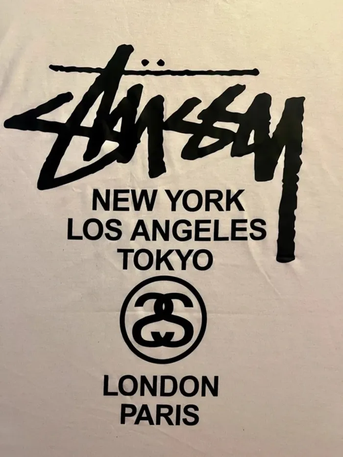 T-shirt Stussy White Crewneck Big Logo City Black – Taille L - photo numéro 2