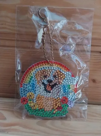 Porte clé recto/ verso chien 🐕 en Diamond painting