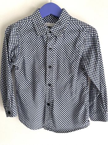 Chemise garçon à motif blanc/bleu marine « Les gamins »