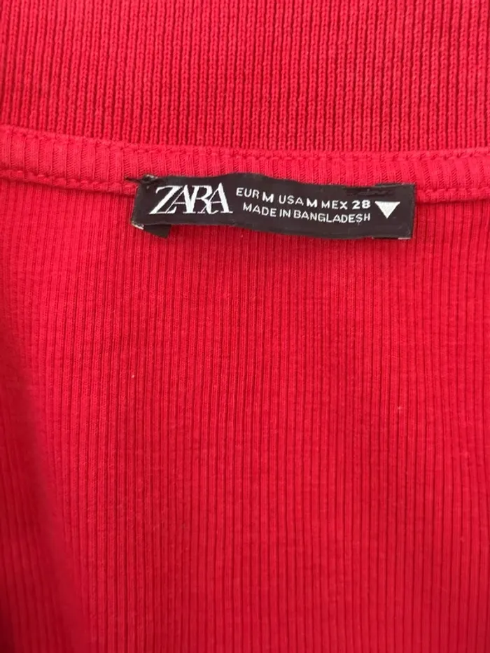 Robe courte rouge Zara col chemise manches longues T.M - photo numéro 4