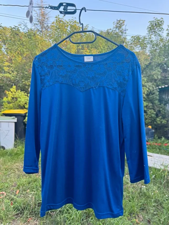Tee shirt manche longue bleu électrique