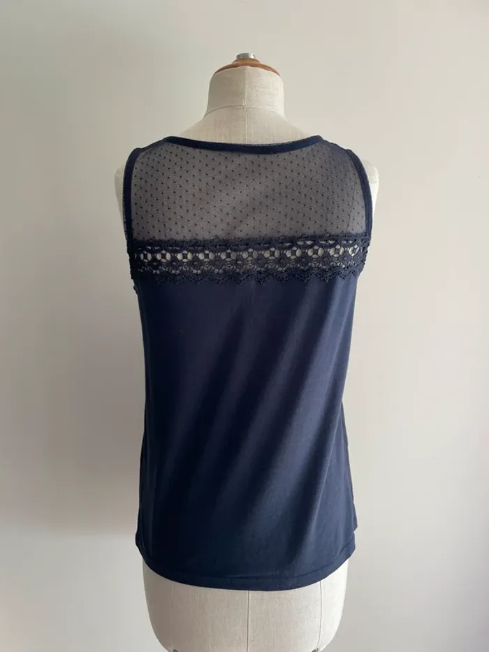 Débardeur bleu marine dentelle NafNaf T.S - photo numéro 4
