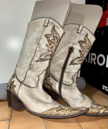 Santiag beige en cuir