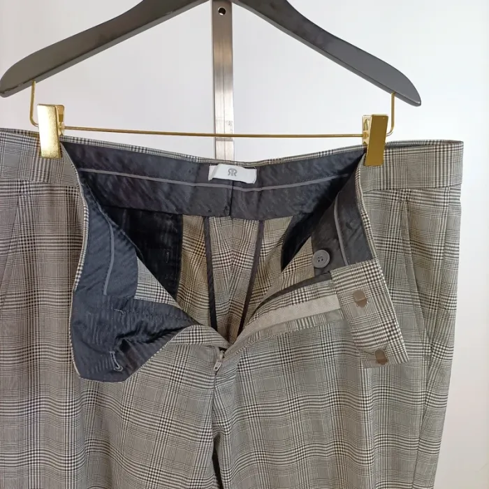 Pantalon slim à carreaux prince de galles gris taille 46 stretch élégant RR A1282 - photo numéro 5