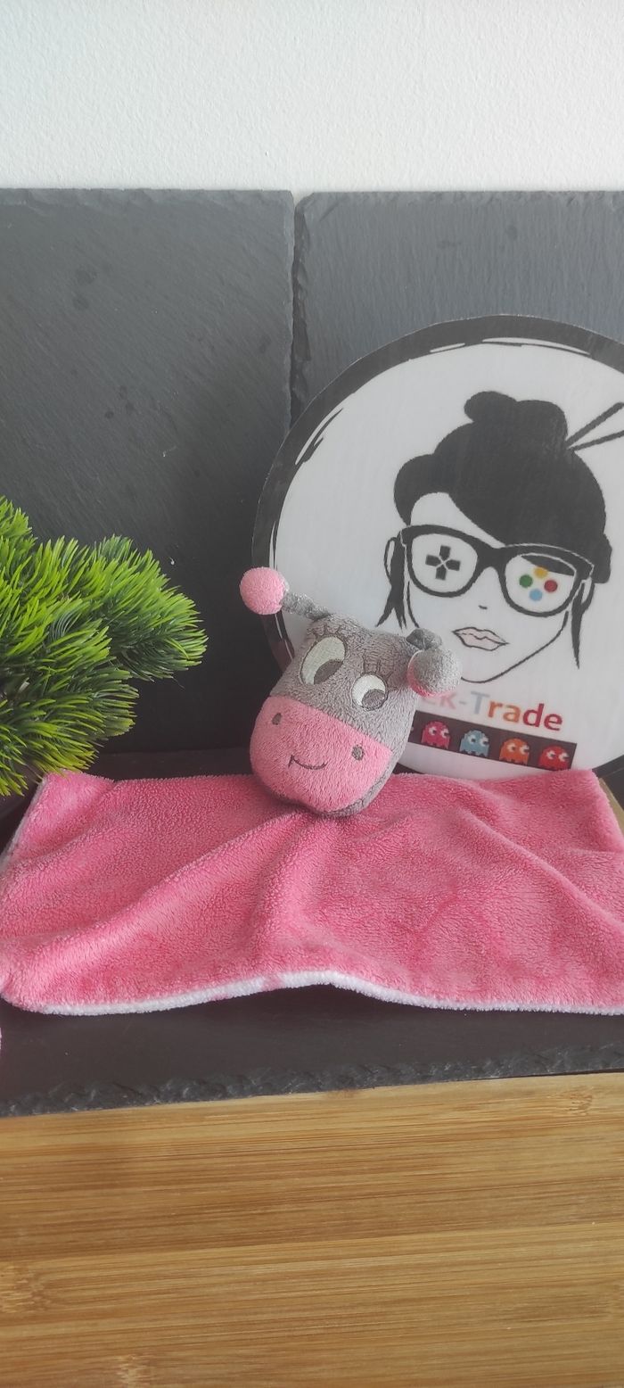 doudou carré plat simba toys nicotoy girafe rose marron lunes vache gris Yeux